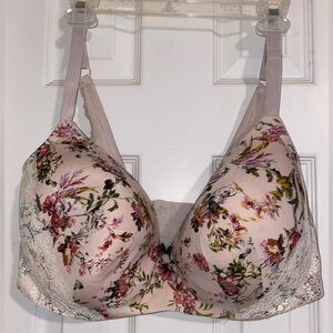 Cacique Pink Floral Lace Underwire Bra